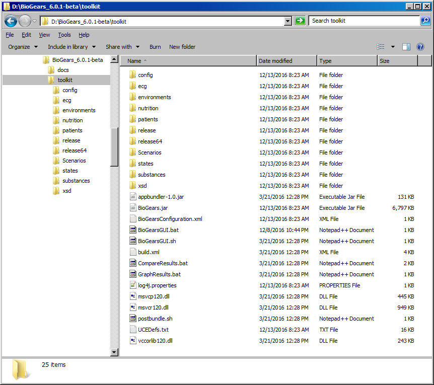 BioGears Toolkit Directory
